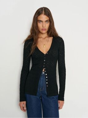 Reformation Sutton Regenerative Merino Open Knit Sweater size XS